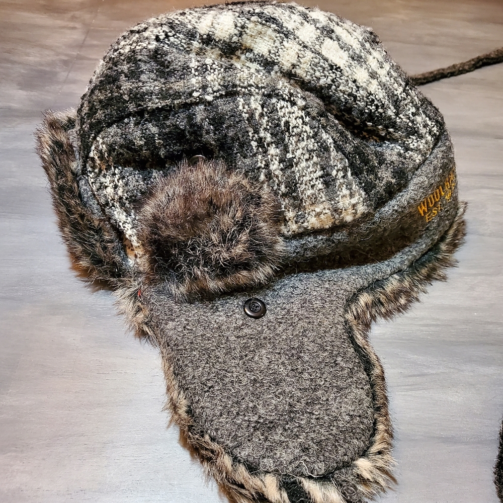 Woolrich Plaid Faux Fur Lined Trapper Hat